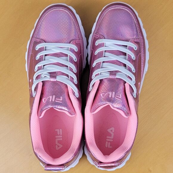 Fila Sandblast Low Iridescent Snake Platform Women's Sz 10 Pink Fashion Sneakers - Picture 8 of 16